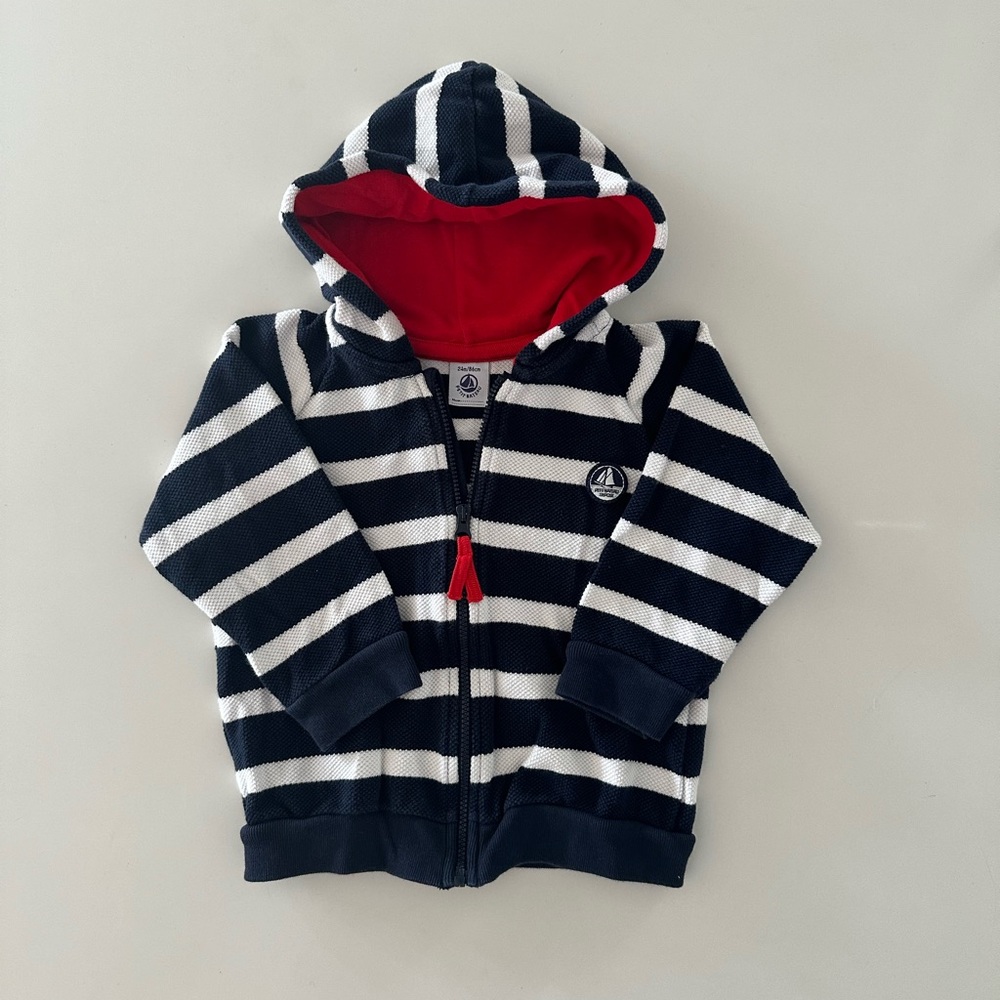PETIT BATEAU breton hoodie in size 24 mo
